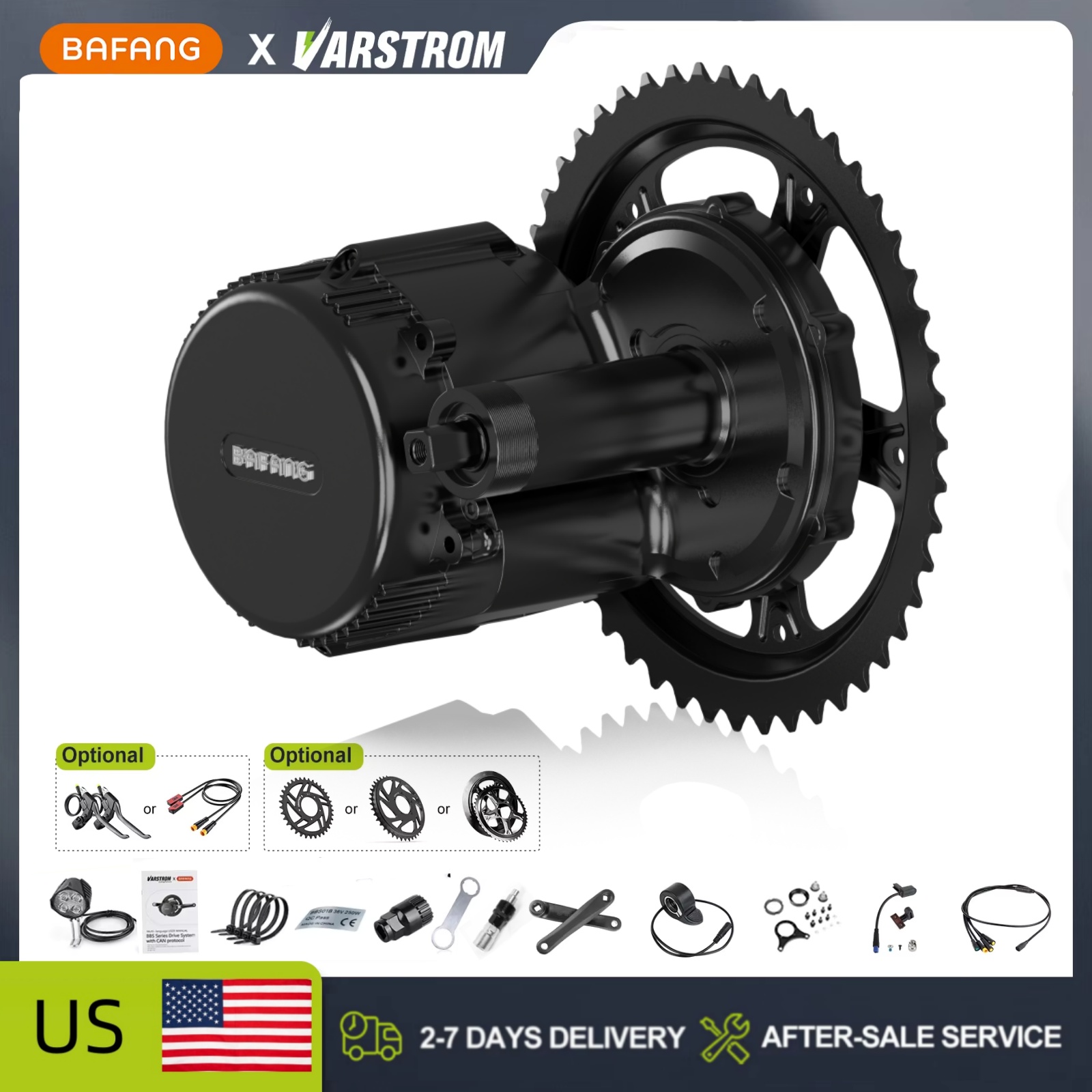 Side Hung Mid Drive Motor Kit - BAFANG 48V 500W 750W Mid Drive